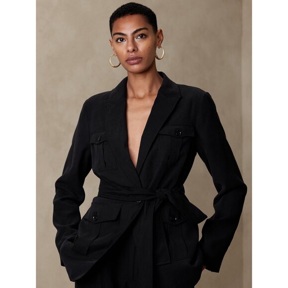 Banana Republic Jackets & Blazers - NWT Banana Republic Womens Size 0 Drapey Twill Multi Pocket Blazer Jacket NEW